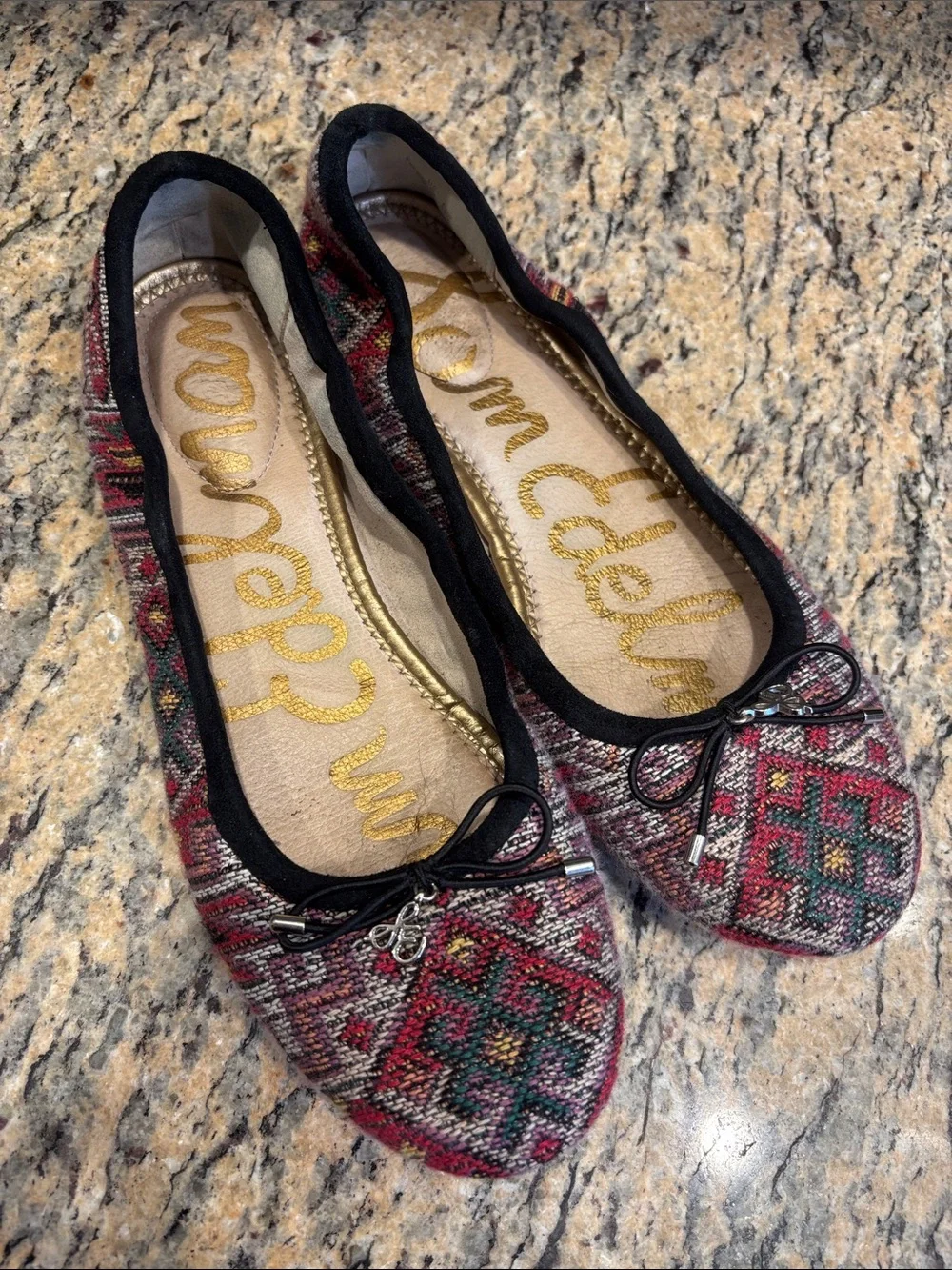 Sam Edelman Felicia Ballet Flats 6.5 Multicolor Jacquard Tapestry Bow Boho